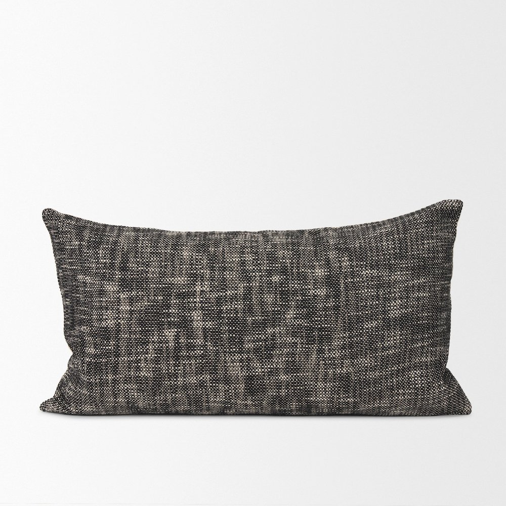 Cream And Black Cotton Decorative Lumbar Pillow Cover. Picture 1