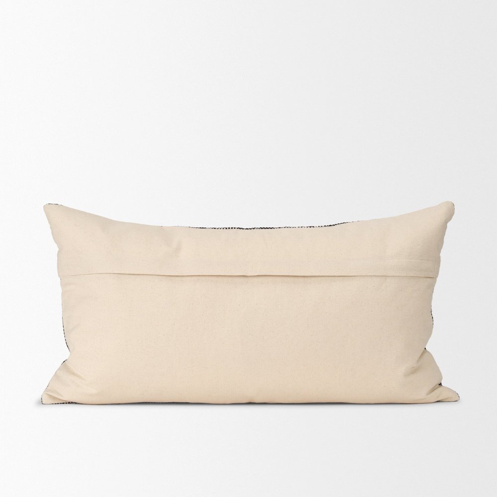 Cream And Black Cotton Decorative Lumbar Pillow Cover. Picture 3