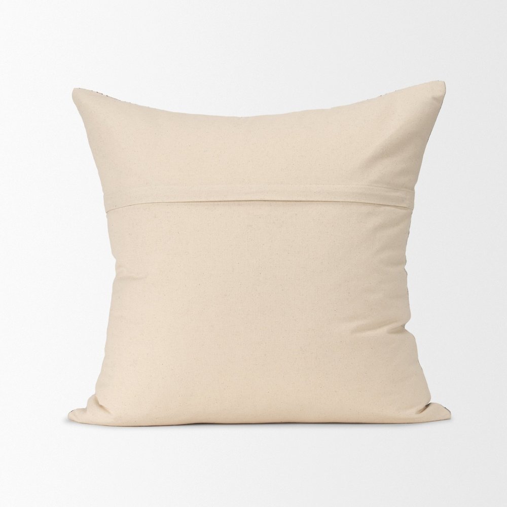 Beige And Black Striped Cotton-Linen Decorative Square Pillow Cover. Picture 3