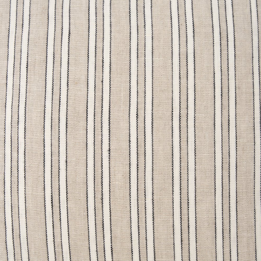 Beige And Black Striped Cotton-Linen Decorative Square Pillow Cover. Picture 5