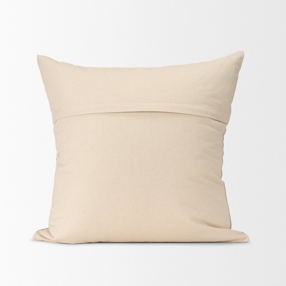 Beige And Gray Plaid Cotton-Linen Decorative Square Pillow Cover. Picture 3