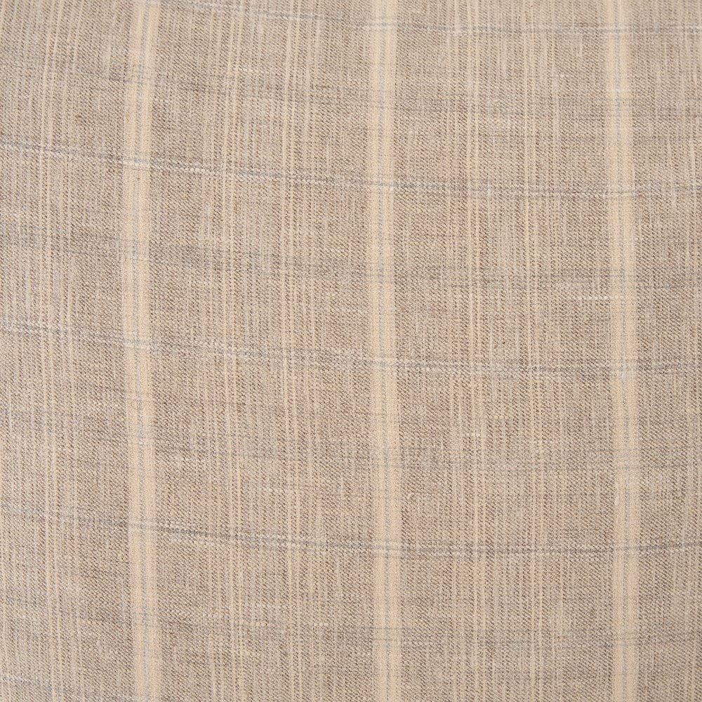 Beige And Gray Plaid Cotton-Linen Decorative Square Pillow Cover. Picture 5