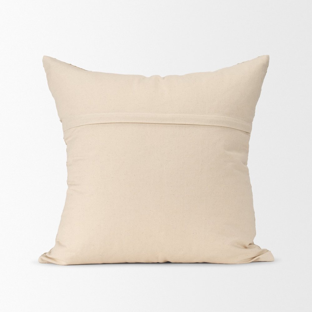 Beige Checker Textured Cotton-Linen Decorative Square Pillow Cover. Picture 3