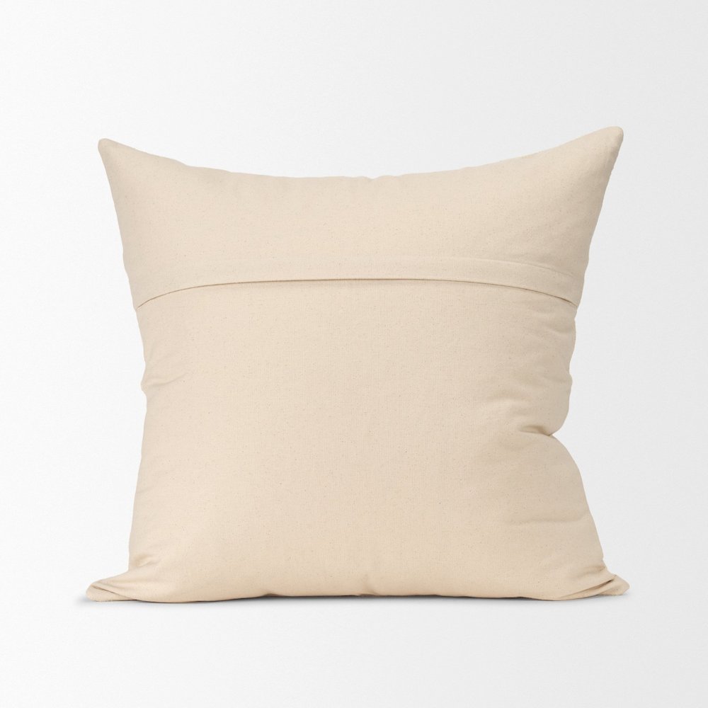 Cream Cotton-Linen Blend Decorative Square Pillow Cover. Picture 3
