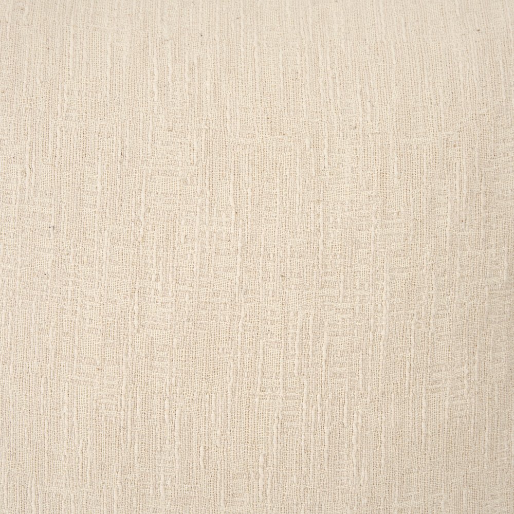 Cream Cotton-Linen Blend Decorative Square Pillow Cover. Picture 5