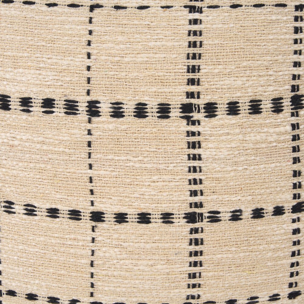 Beige And Black Striped Checkered Decorative Lumbar Pillow Cover. Picture 5