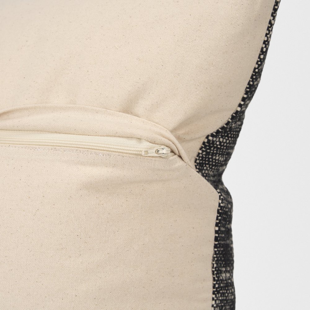 Cream And Black Cotton Decorative Lumbar Pillow Cover. Picture 6