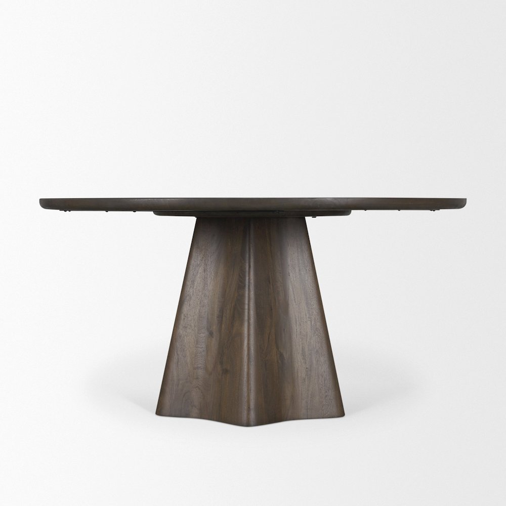 Jovan60" Solid Dark Brown Mango Wood Round Dining Table. Picture 3