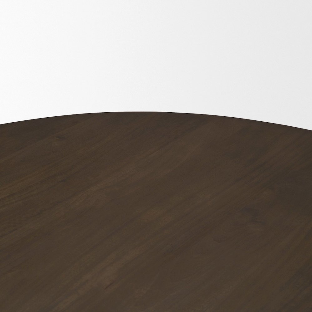 Jovan60" Solid Dark Brown Mango Wood Round Dining Table. Picture 4