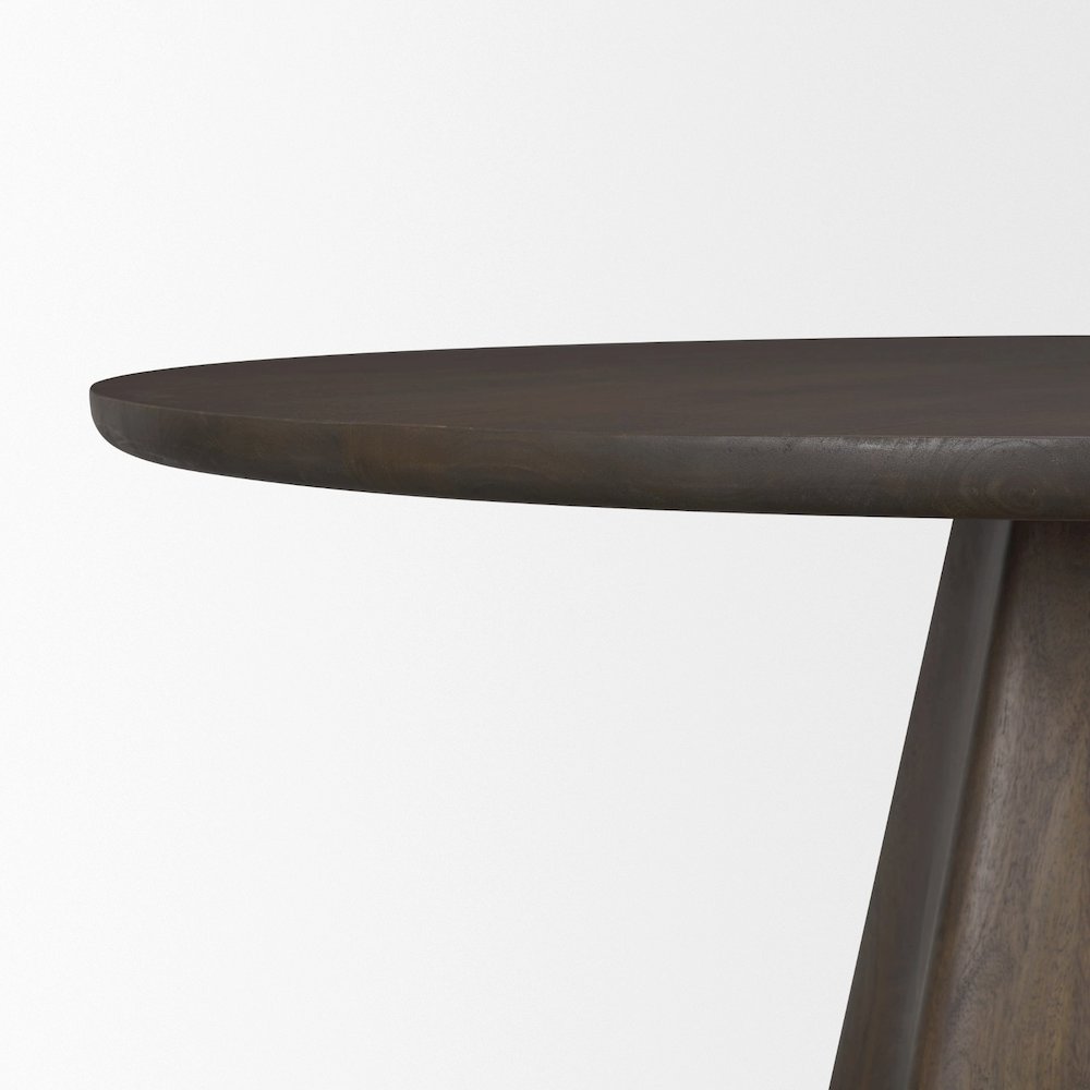 Jovan60" Solid Dark Brown Mango Wood Round Dining Table. Picture 6