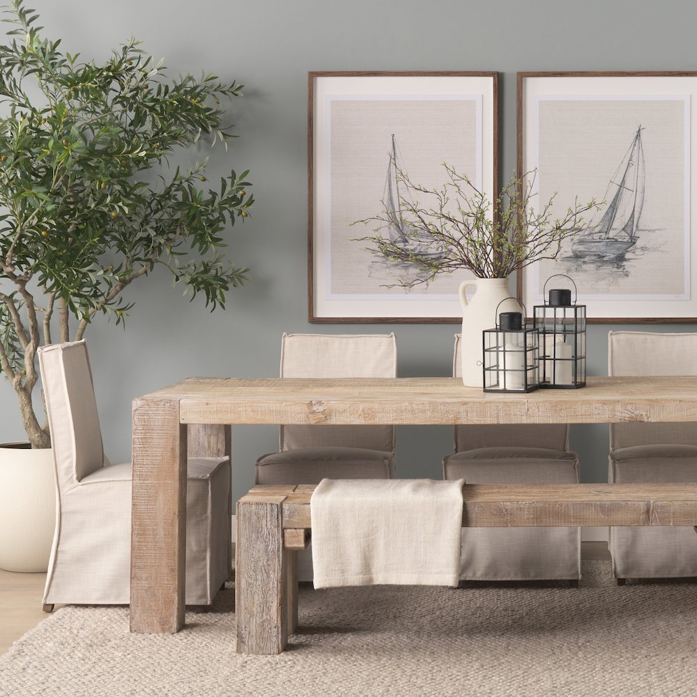 Whitewash Reclaimed Wood Bench. Picture 9