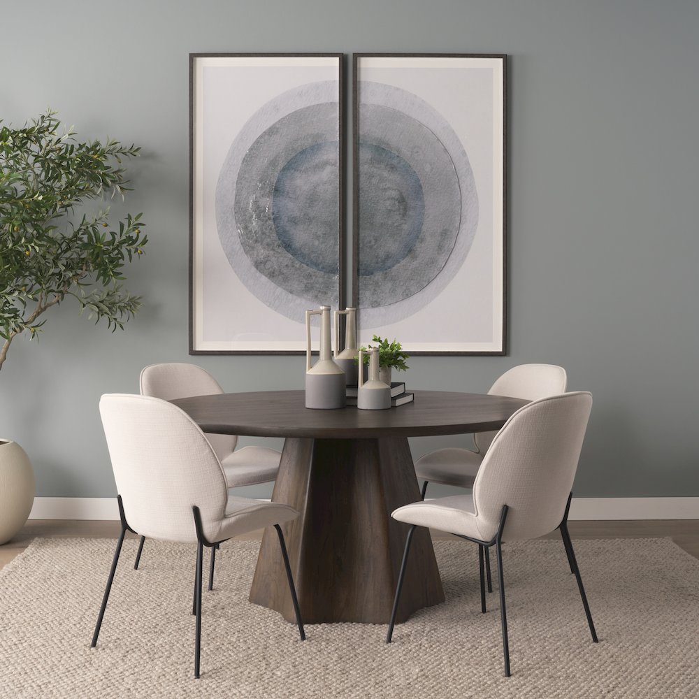 Jovan60" Solid Dark Brown Mango Wood Round Dining Table. Picture 5