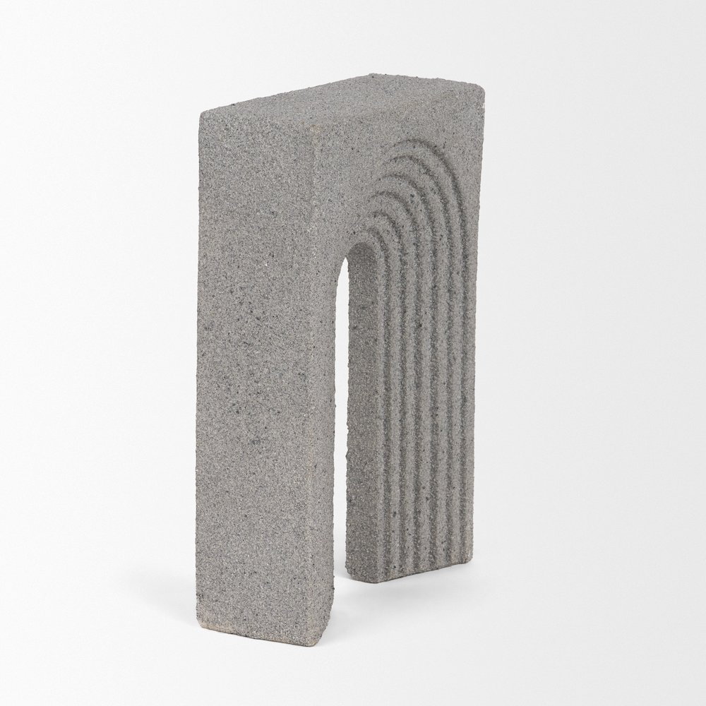 Kacia Resin Textured Concrete Gray Decorative Object. Picture 3