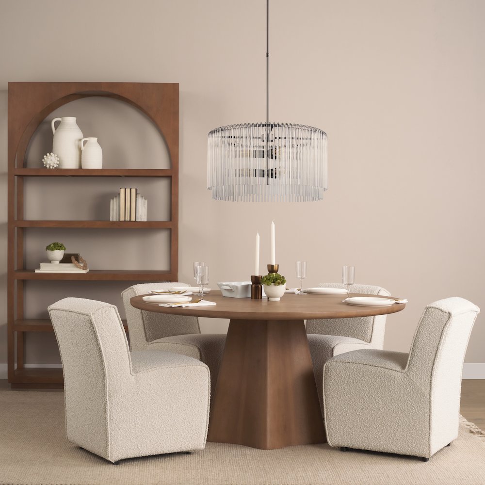 Jovan60" Solid Light Brown Mango Wood Round Dining Table. Picture 8