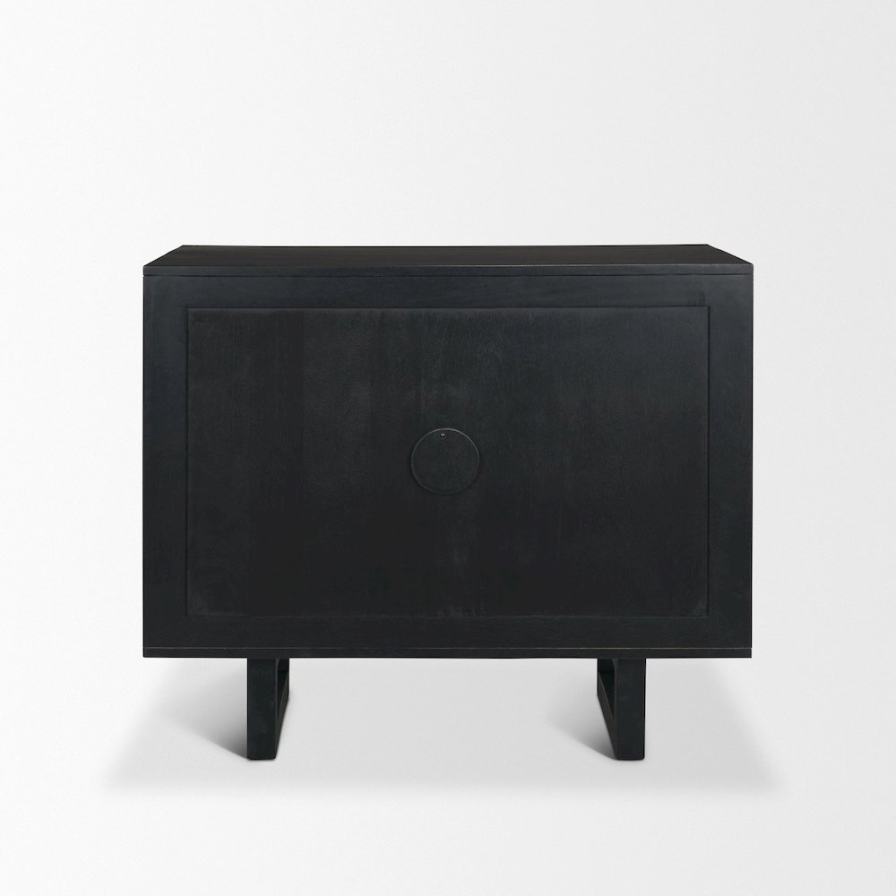 Grier Matte Black Stained WoodBlack Cane Accent Cabinet. Picture 3