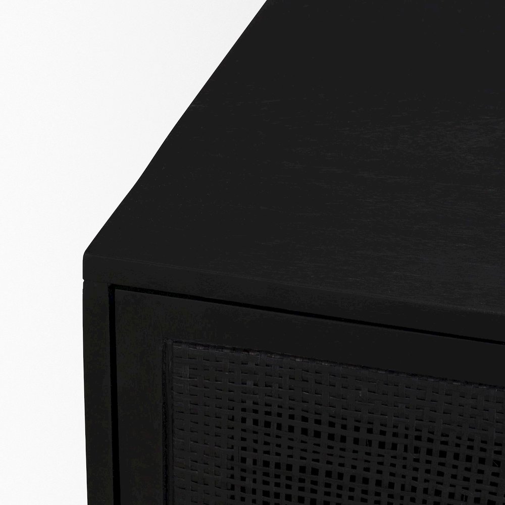 Grier Matte Black Stained WoodBlack Cane Accent Cabinet. Picture 7