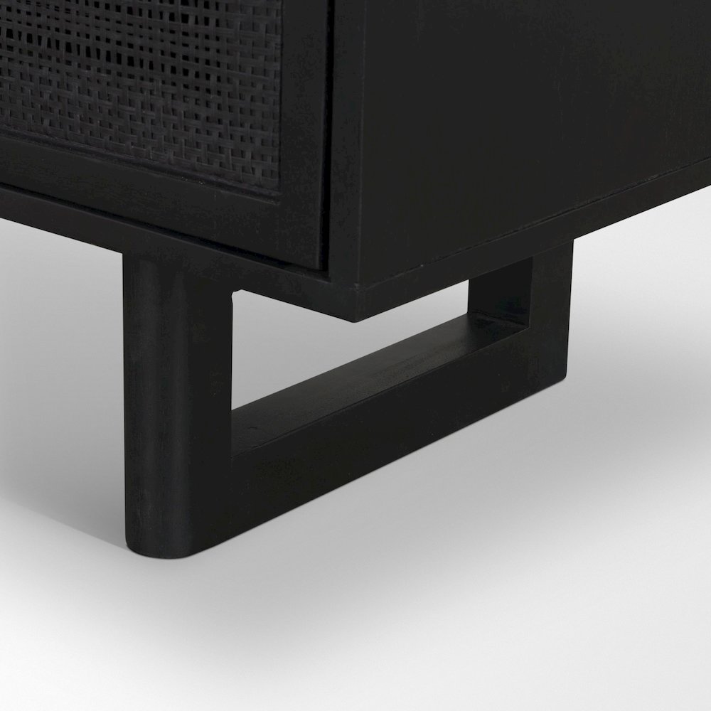 Grier Matte Black Stained WoodBlack Cane Accent Cabinet. Picture 9