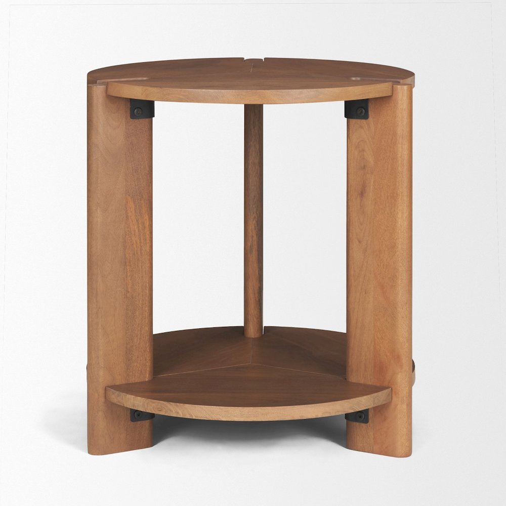 Hisako Mid Brown Open Round Accent Table. Picture 1