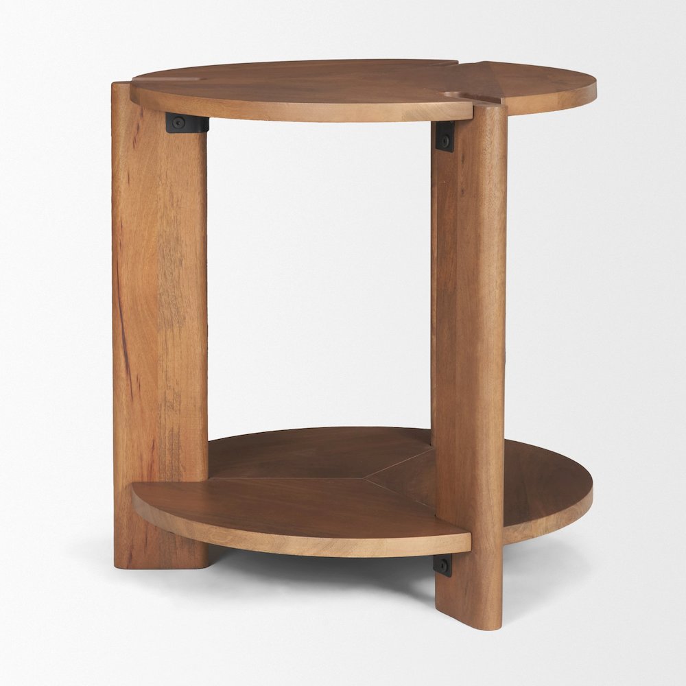 Hisako Mid Brown Open Round Accent Table. Picture 2