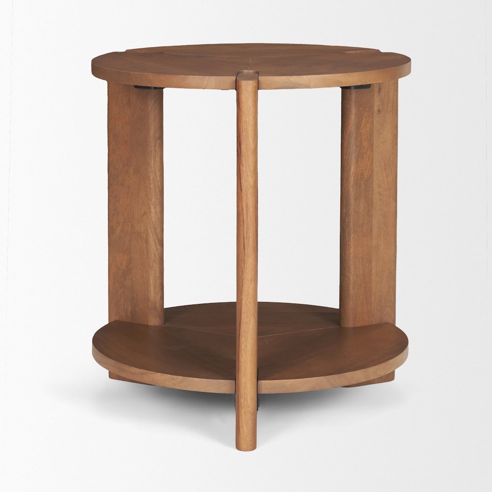 Hisako Mid Brown Open Round Accent Table. Picture 3