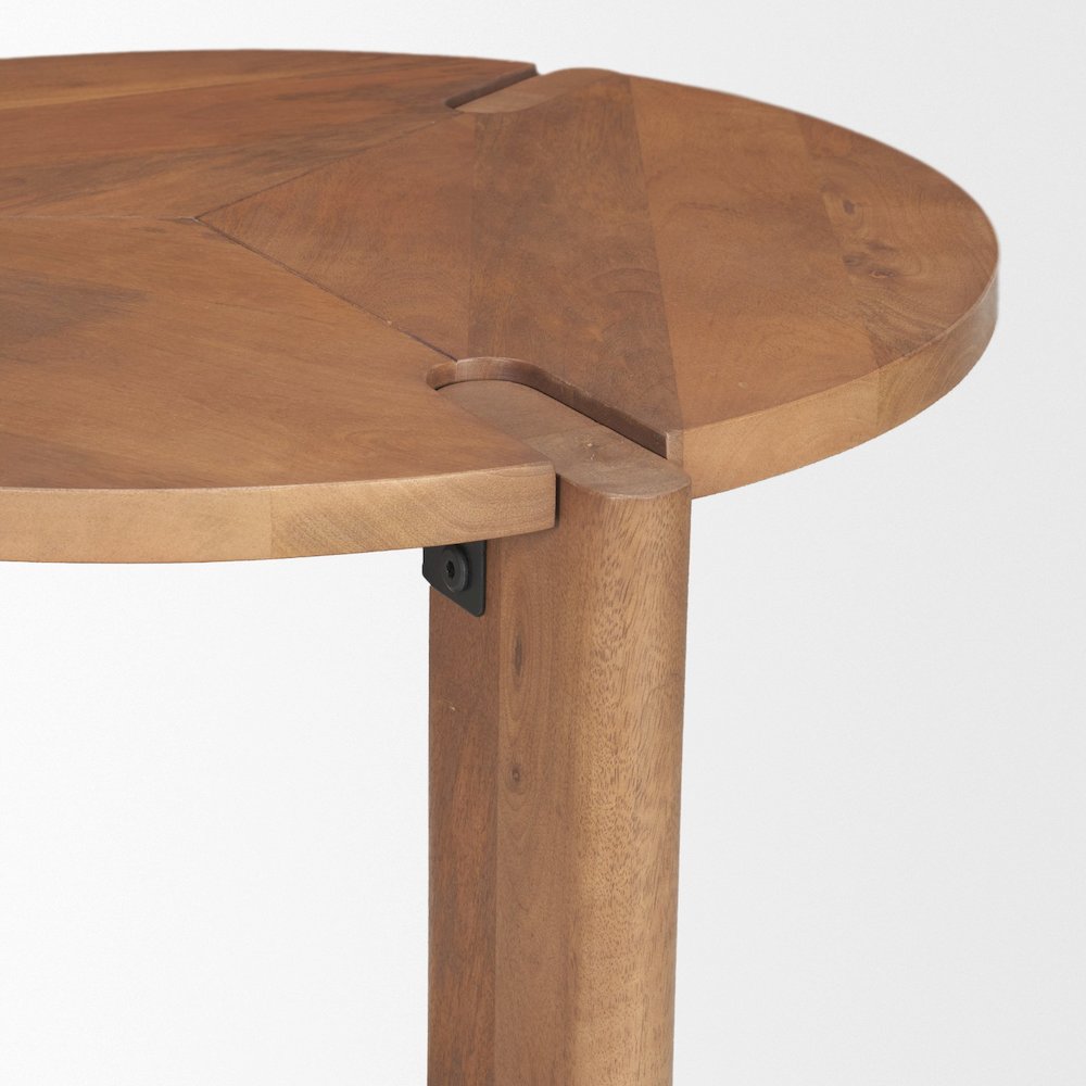 Hisako Mid Brown Open Round Accent Table. Picture 5