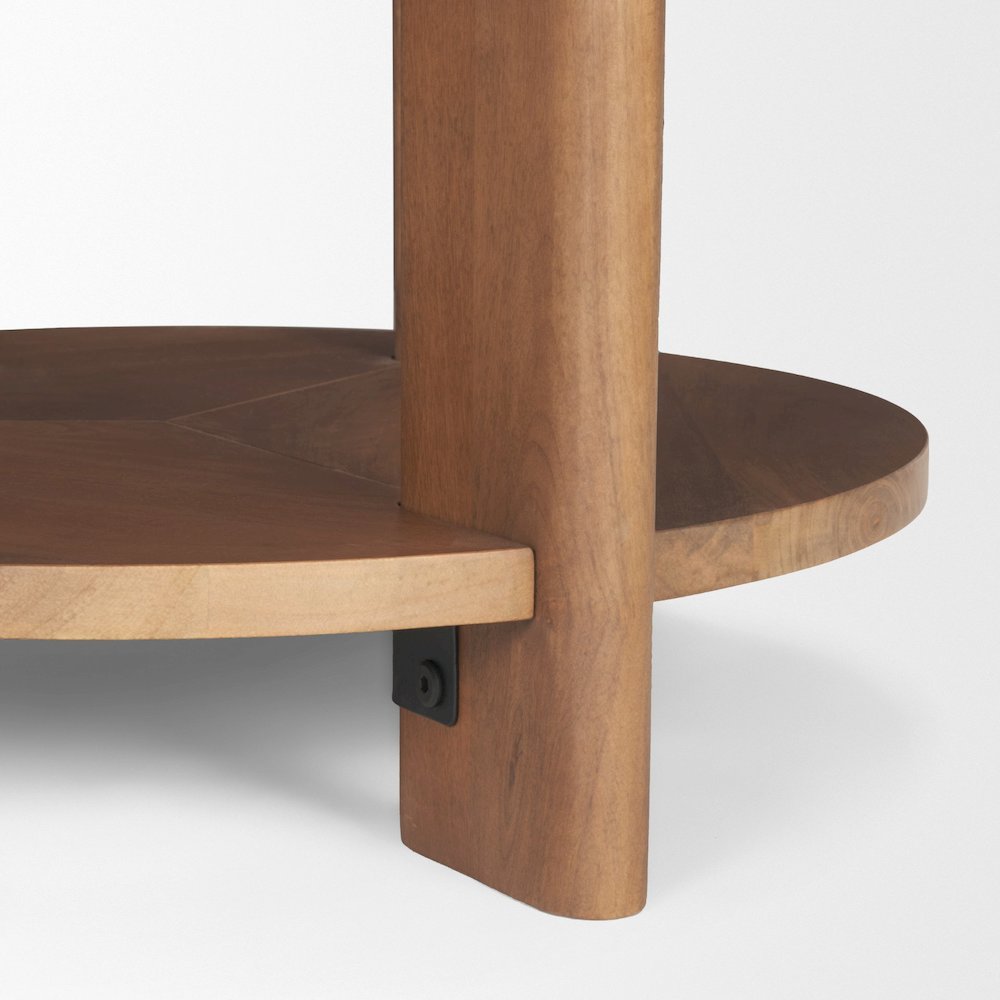 Hisako Mid Brown Open Round Accent Table. Picture 6