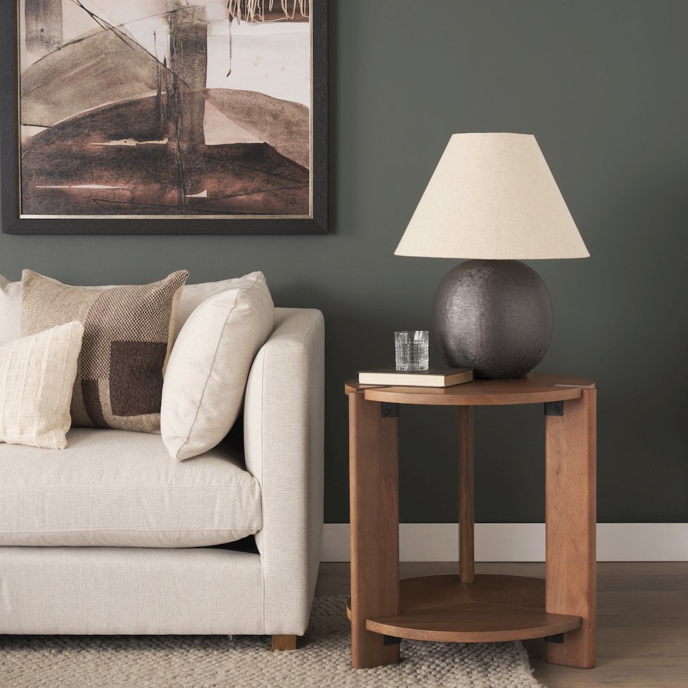 Hisako Mid Brown Open Round Accent Table. Picture 7