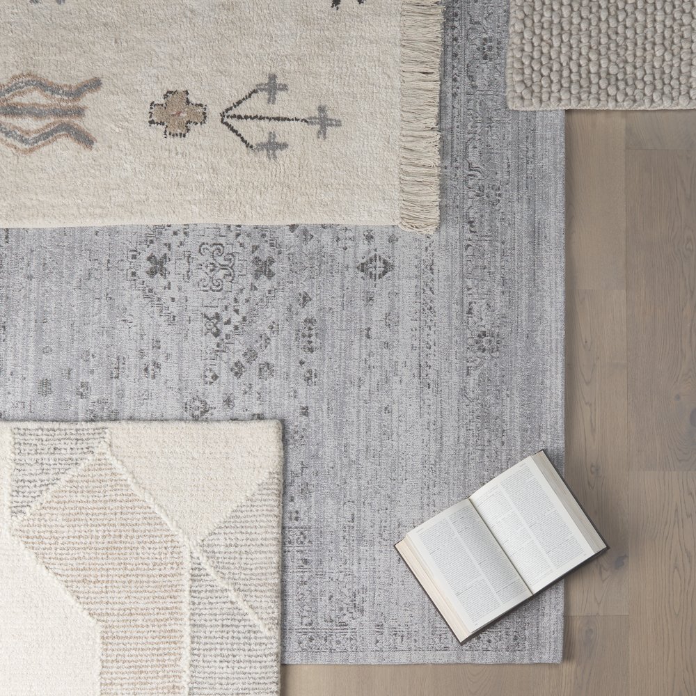 Kolt 9x12 Neutral Geometric Patterned Wool Area Rug. Picture 2