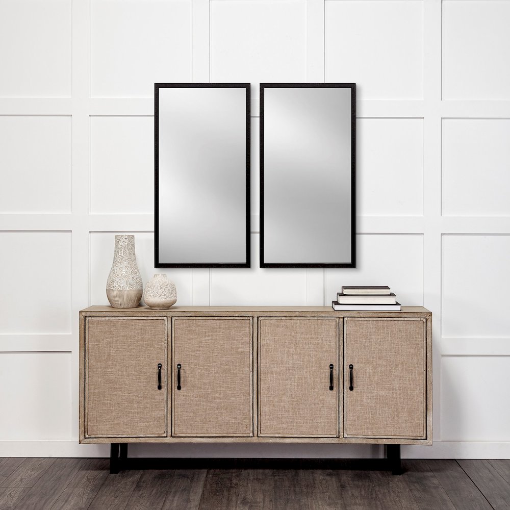 Bristol Black 20x40 Faux Wood Frame Bathroom Vanity Mirror. Picture 5