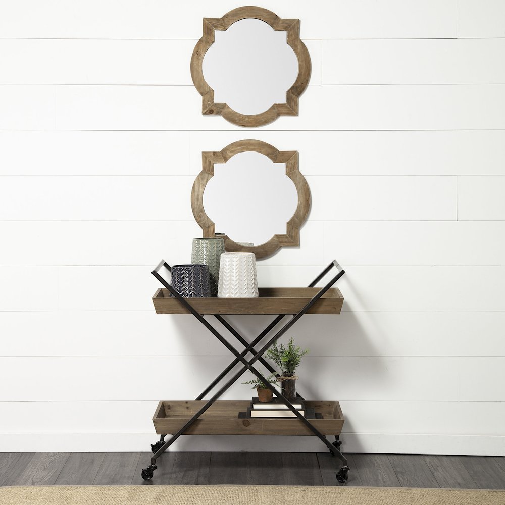 Argonne 23" Round-Square Brown Wood Frame Mirror. Picture 9