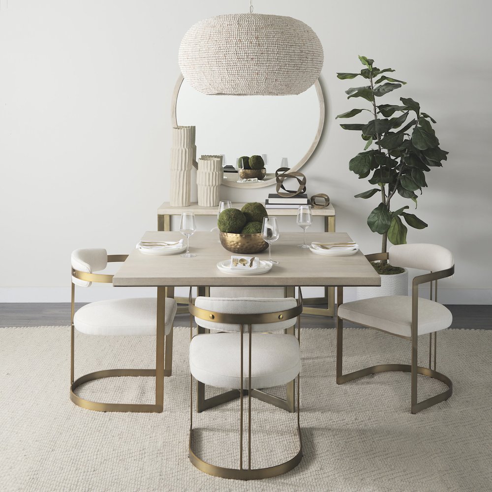Faye 50L x 15W x 30H Barely Gray Finished Wood W/Gold Metal Base Console Table. Picture 8