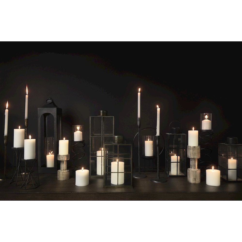 Omega II Medium Black Metal Stacked Ring Table Candle Holder. Picture 5