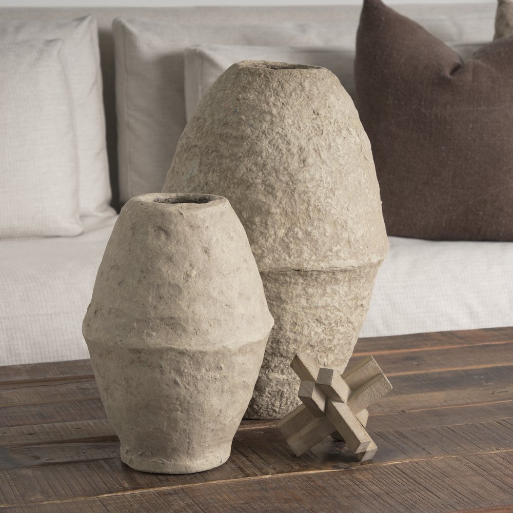 Rundal Large Beige Paper Mache Vase. Picture 8