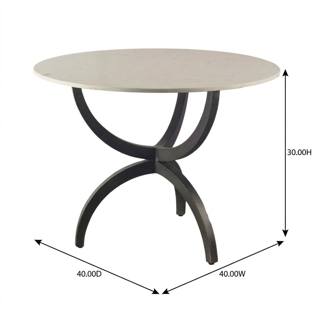 White Marble Top Dining Table with Black Metal Base, Modern Style. Picture 7