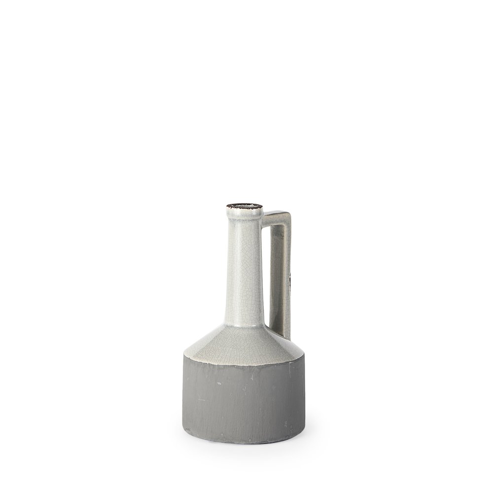 Burton 10.2H Small Two Tone Gray Ceramic Jug Vase. Picture 2