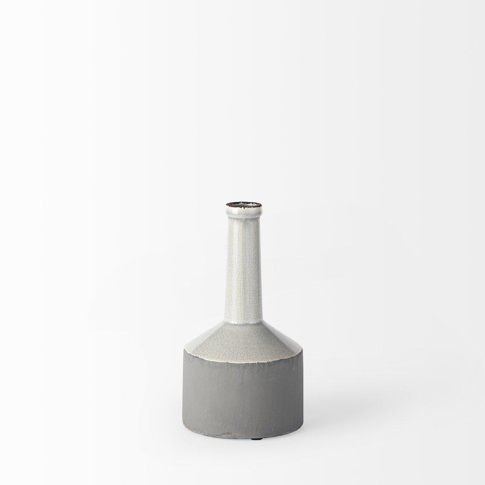 Burton 10.2H Small Two Tone Gray Ceramic Jug Vase. Picture 6