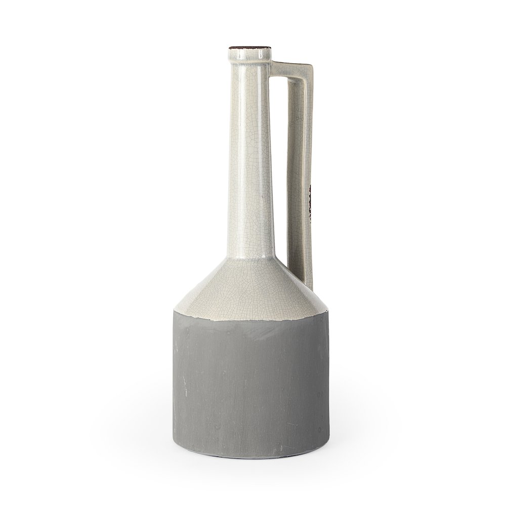 Burton 16.7H Large Two Tone Gray Ceramic Jug Vase. Picture 1