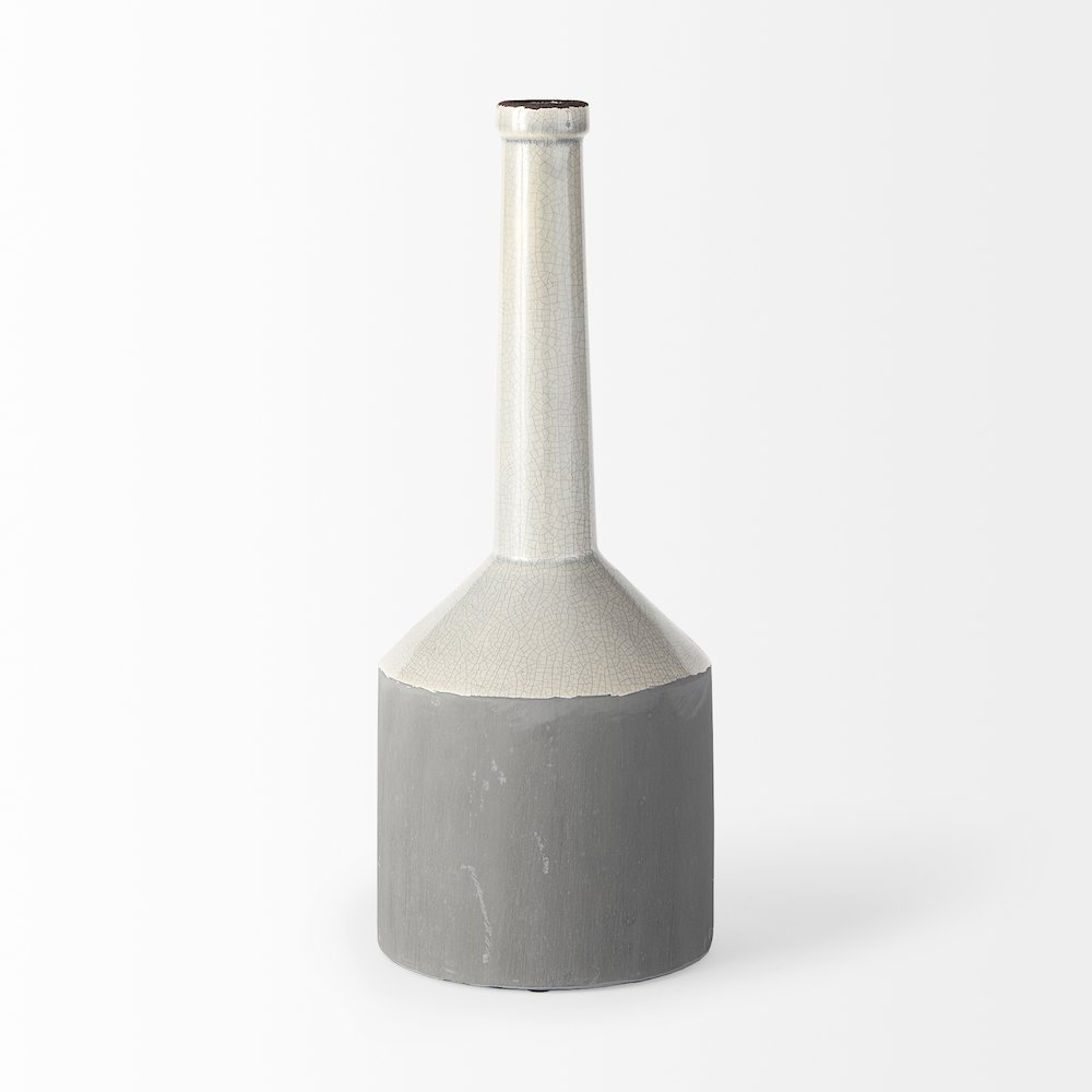 Burton 16.7H Large Two Tone Gray Ceramic Jug Vase. Picture 2