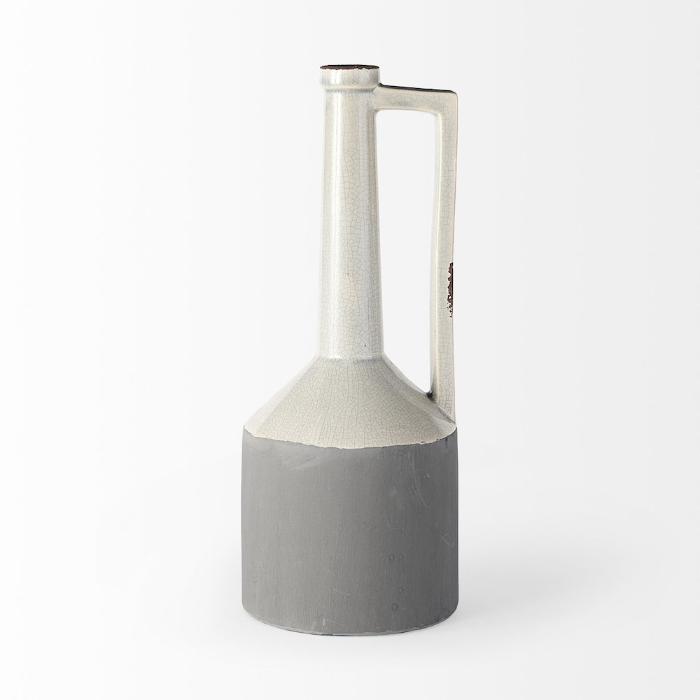 Burton 16.7H Large Two Tone Gray Ceramic Jug Vase. Picture 3