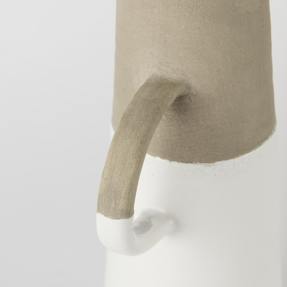 Garand Large 18.8H Two-Toned White Natural Ceramic Jug. Picture 5