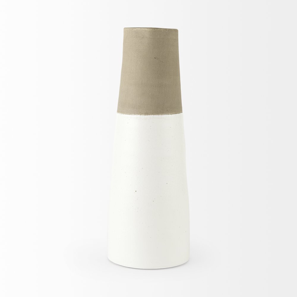 Garand Large 18.8H Two-Toned White Natural Ceramic Jug. Picture 11