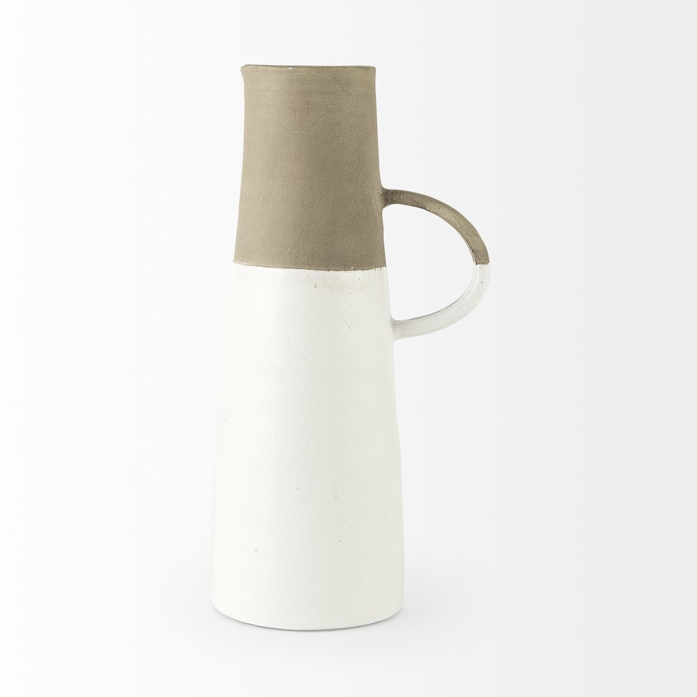 Garand Large 18.8H Two-Toned White Natural Ceramic Jug. Picture 12
