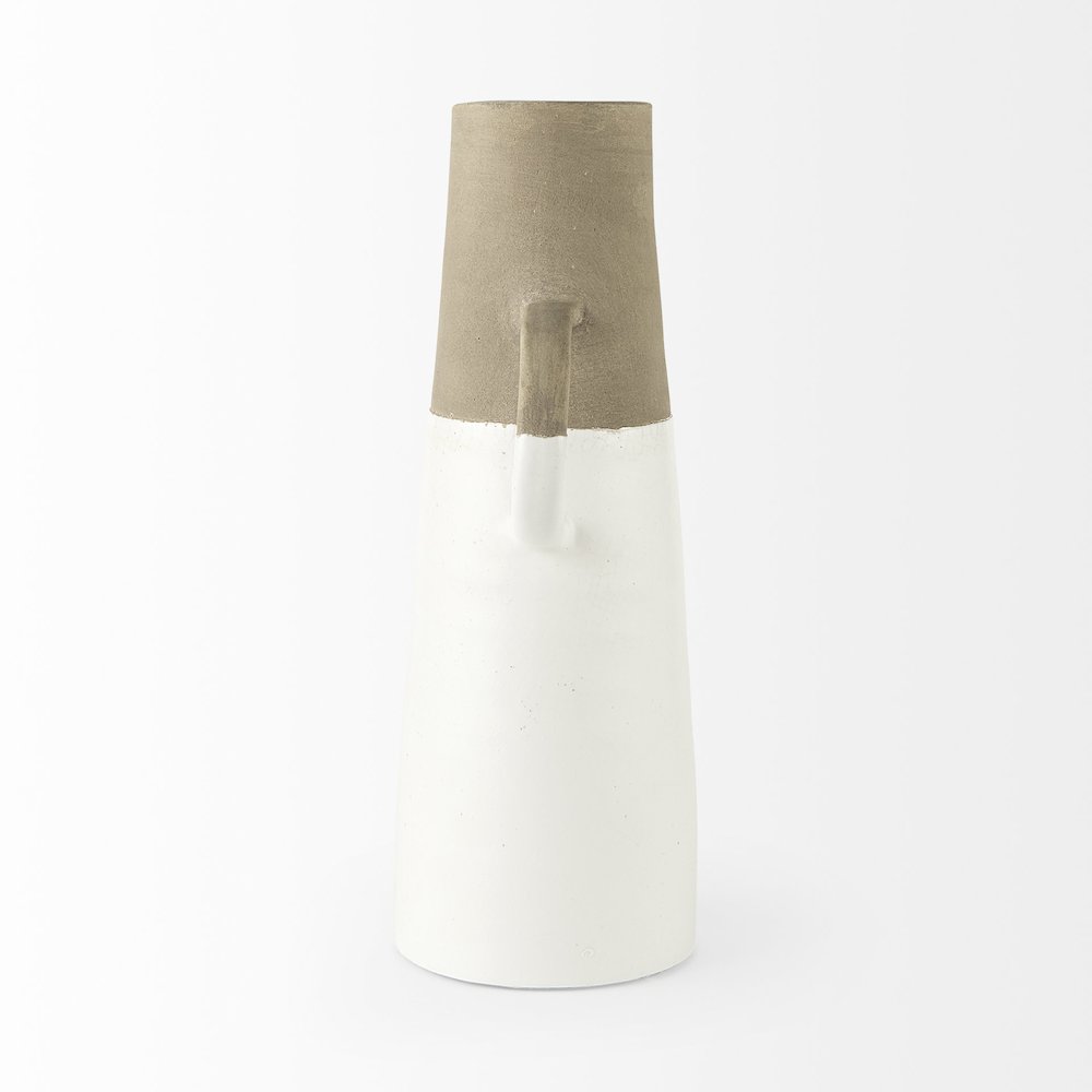 Garand Large 18.8H Two-Toned White Natural Ceramic Jug. Picture 13