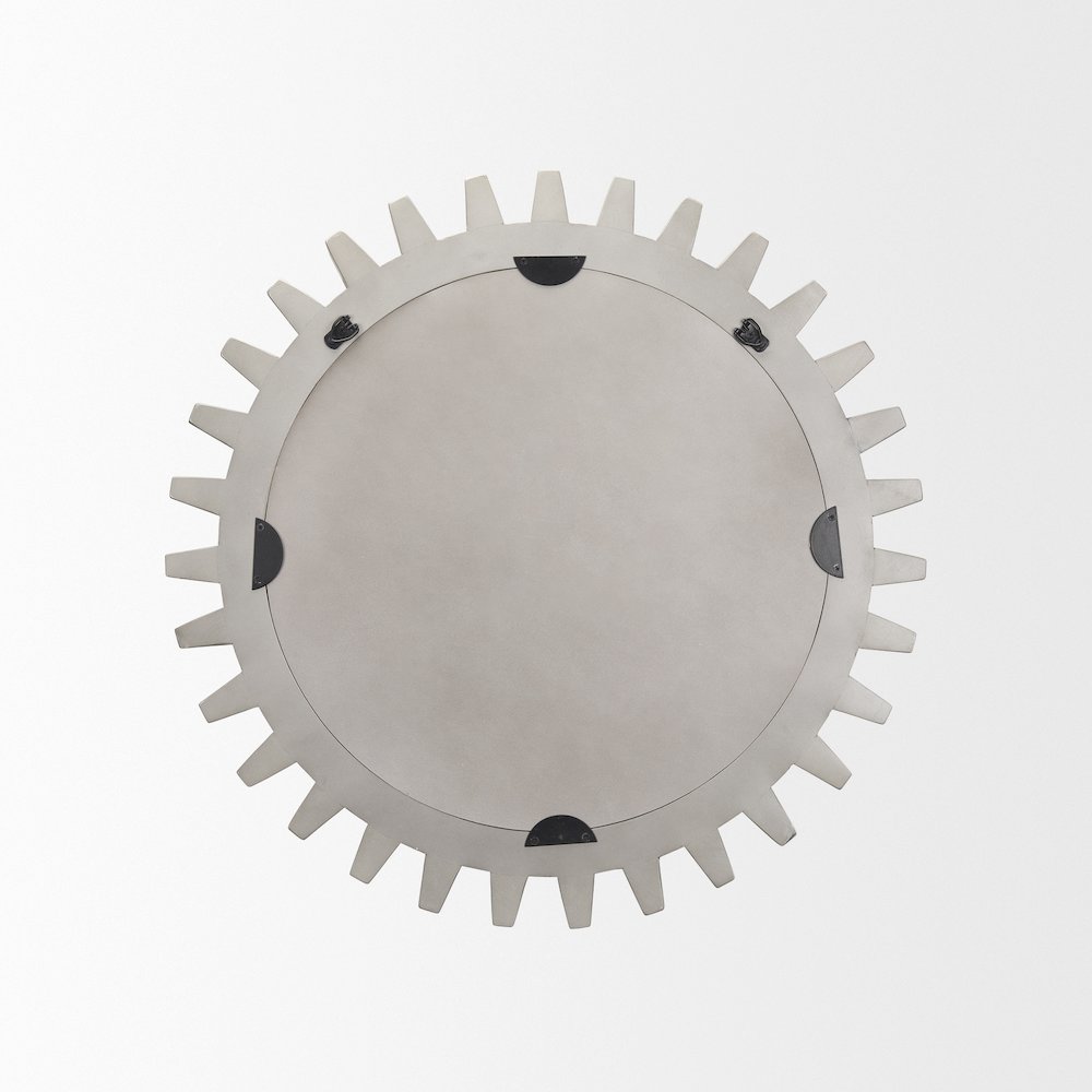 Sundance Cog 26" Round Grey Wood Frame Mirror. Picture 5