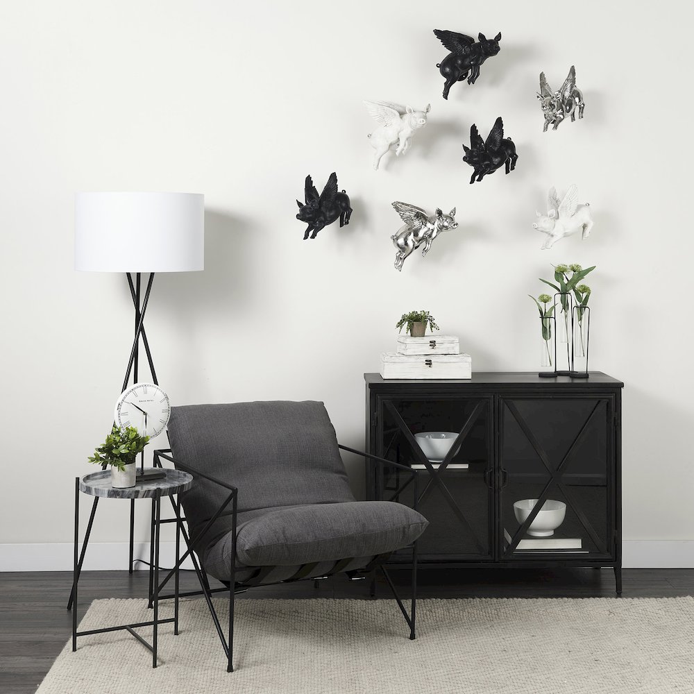 Set Of 2 Black Flying Pigs. Picture 3