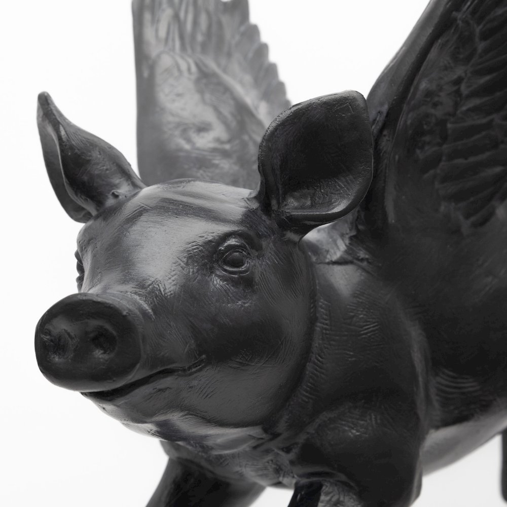 Set Of 2 Black Flying Pigs. Picture 7