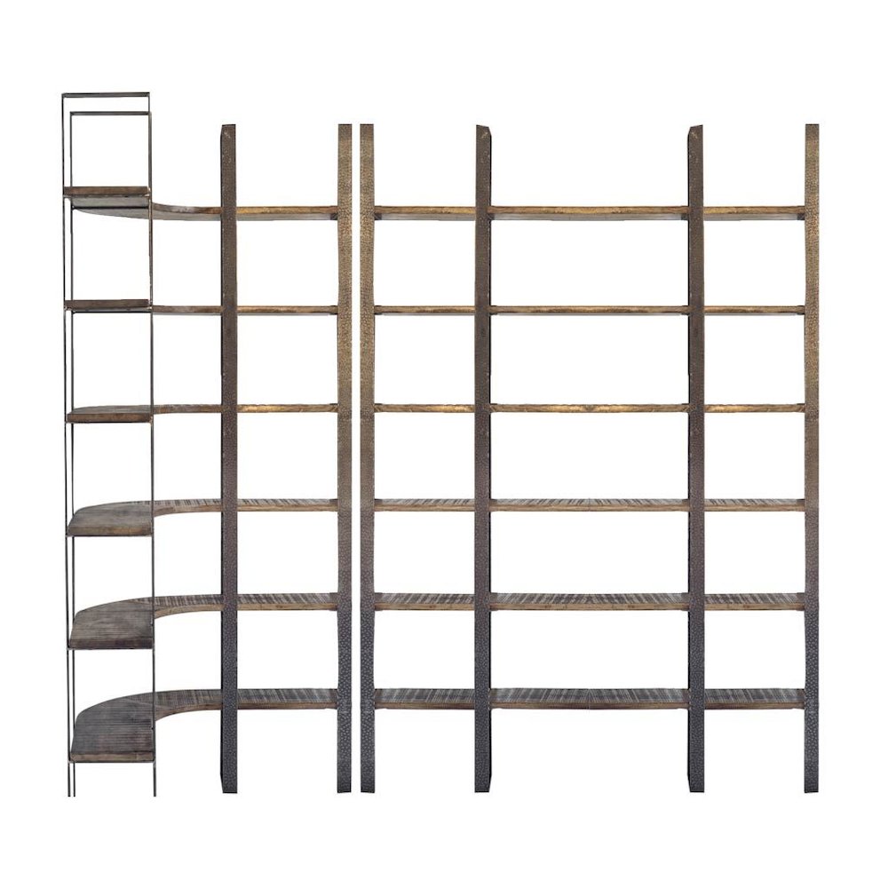 Brown Wood And Black Iron Six Shelving Unit. Picture 2