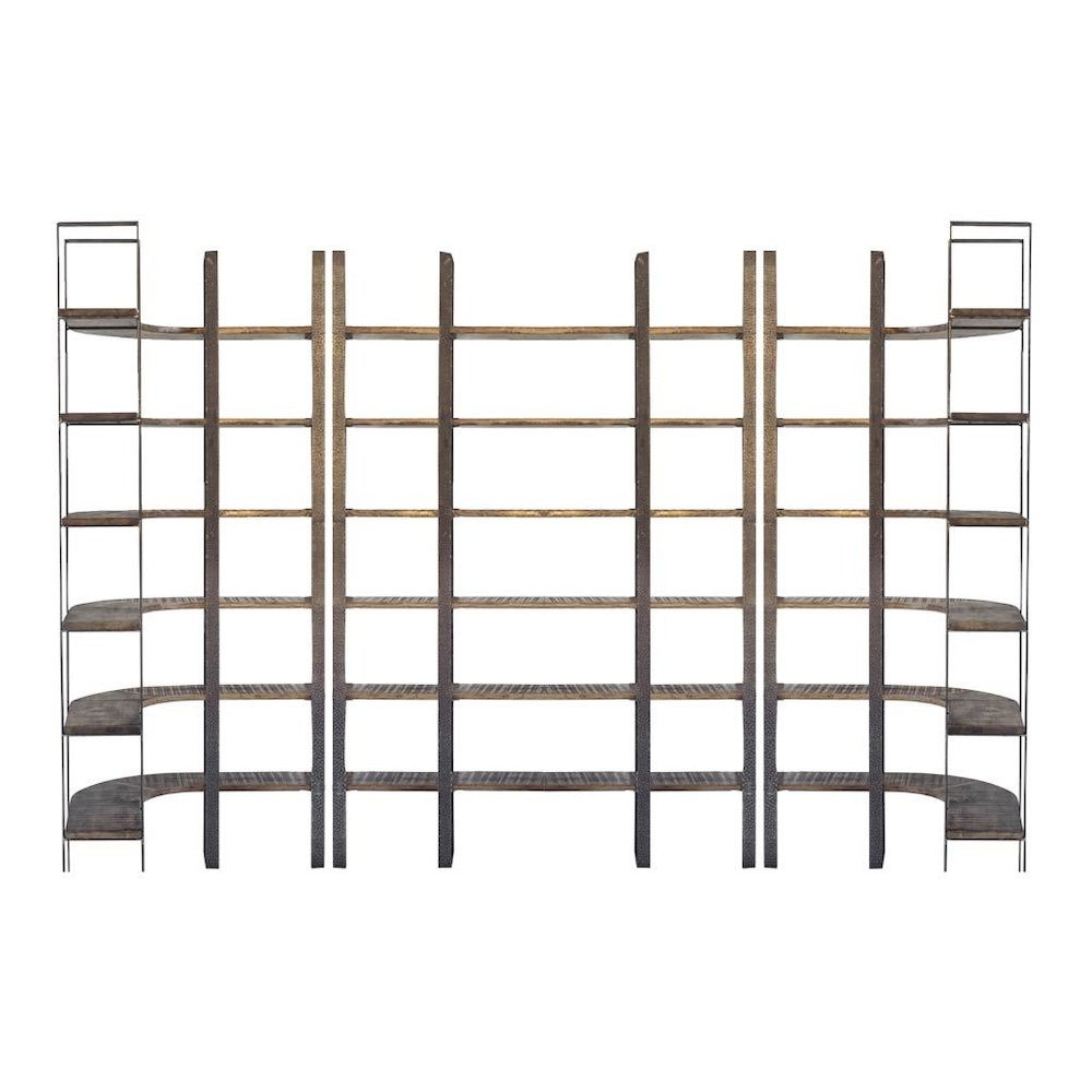 Brown Wood And Black Iron Six Shelving Unit. Picture 3