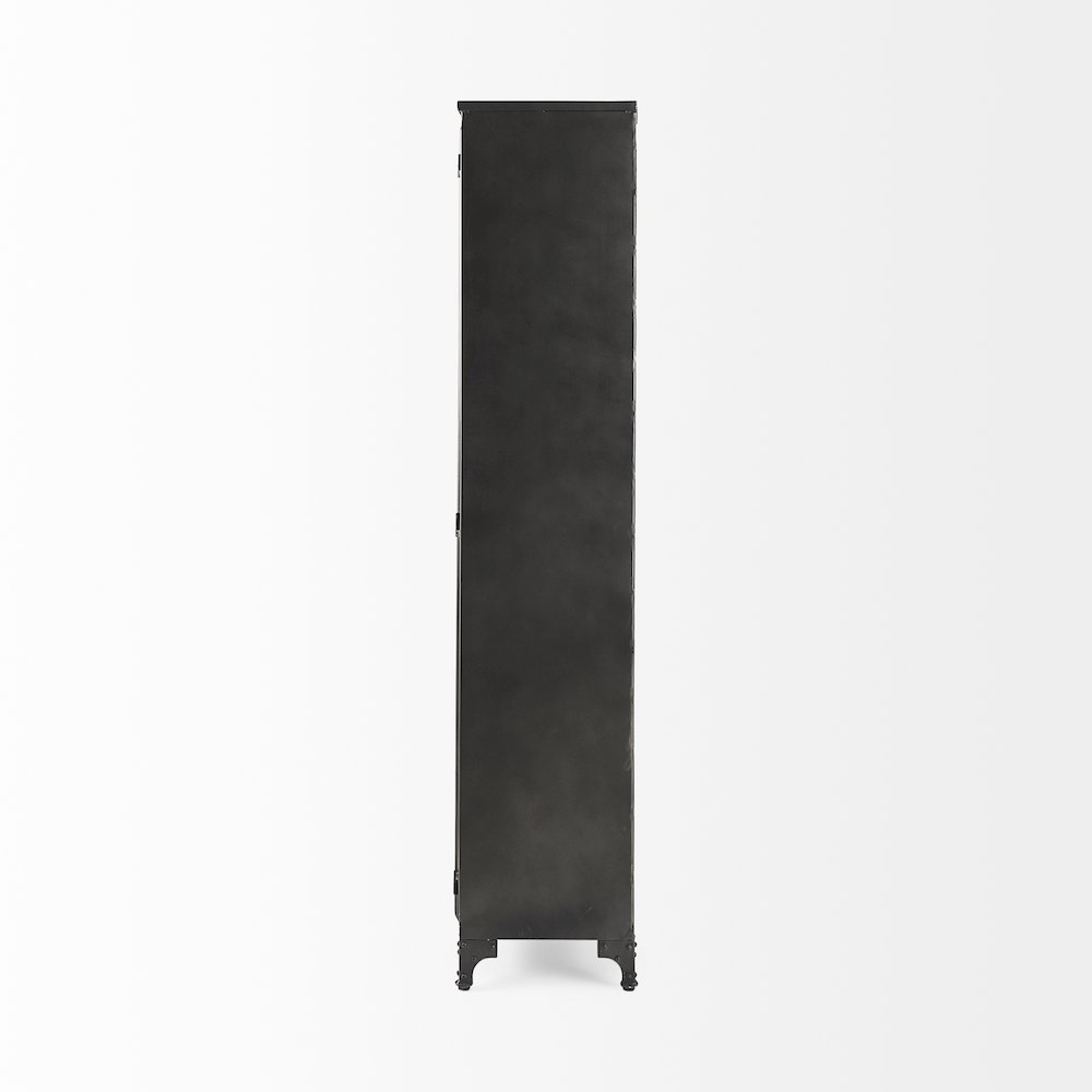 73.8" H Black Metal With Glass Door Display Cabinet. Picture 4