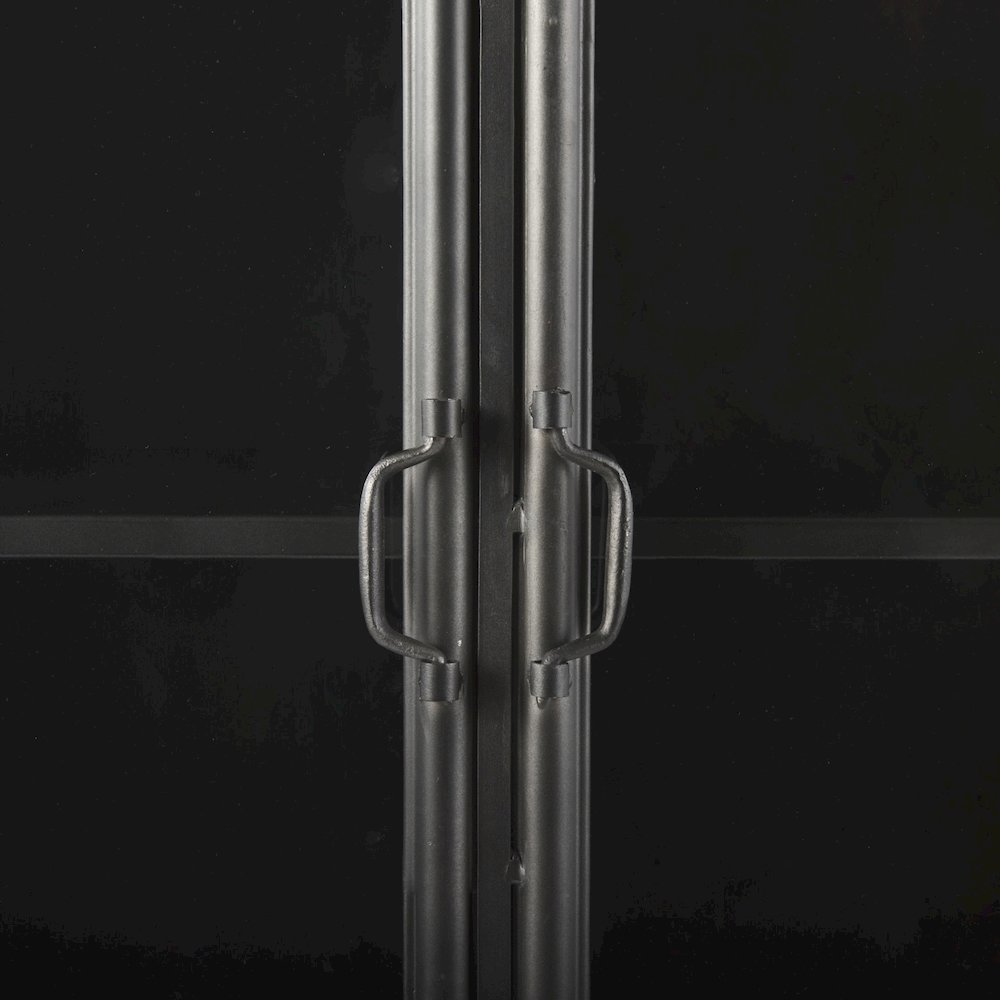 73.8" H Black Metal With Glass Door Display Cabinet. Picture 7